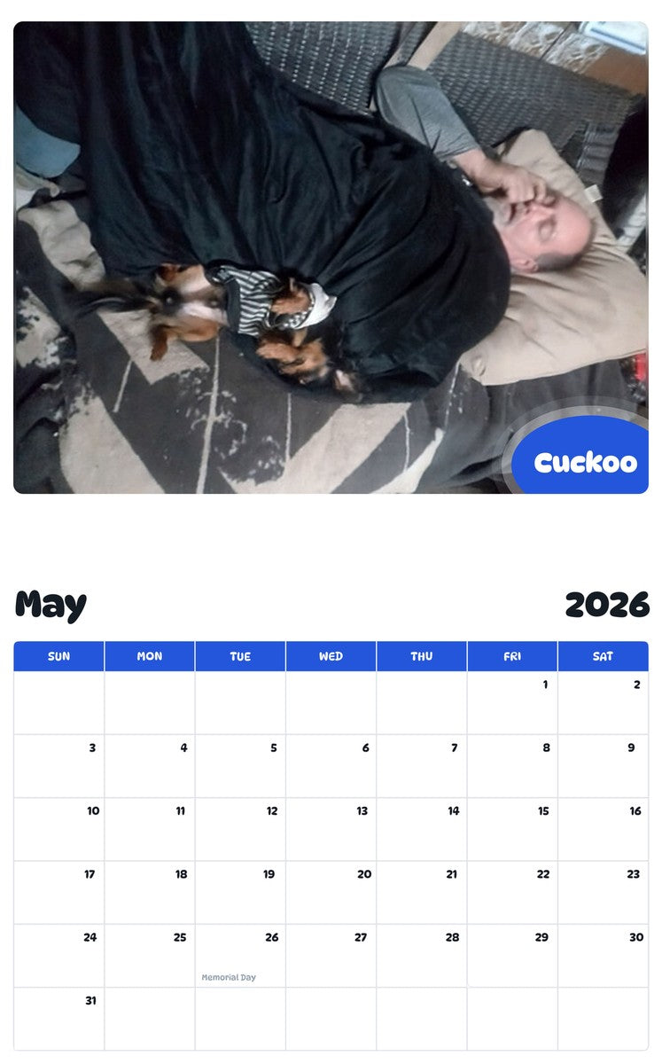 2026 - 2027 Cuckoo - Pawidols Pet Calendar