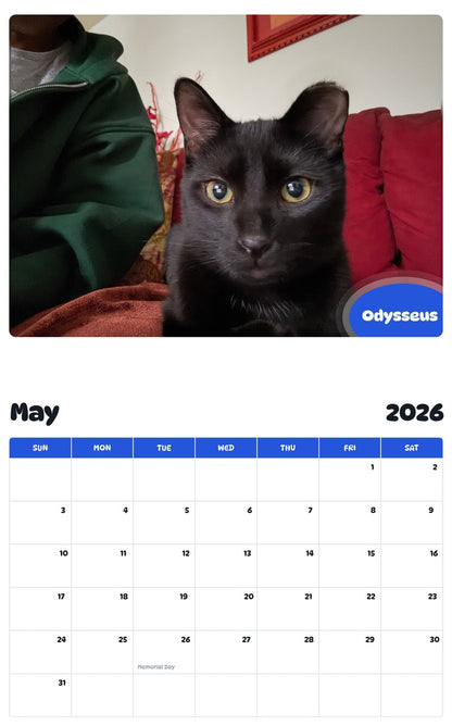 2026 - 2027 Odysseus - Pawidols Pet Calendar