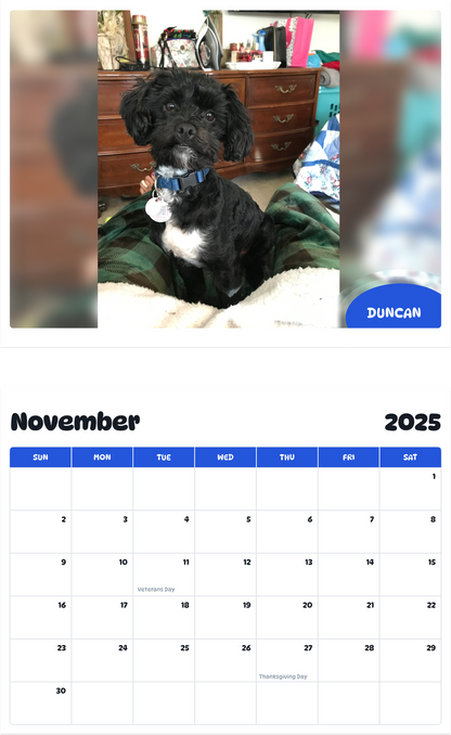 July 2025 - June 2026 Duncan - Pawidols Pet Calendar