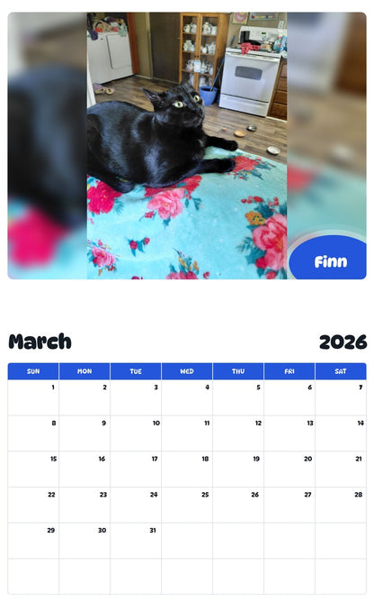 November 2025 - October 2026 Finn - Pawidols Pet Calendar