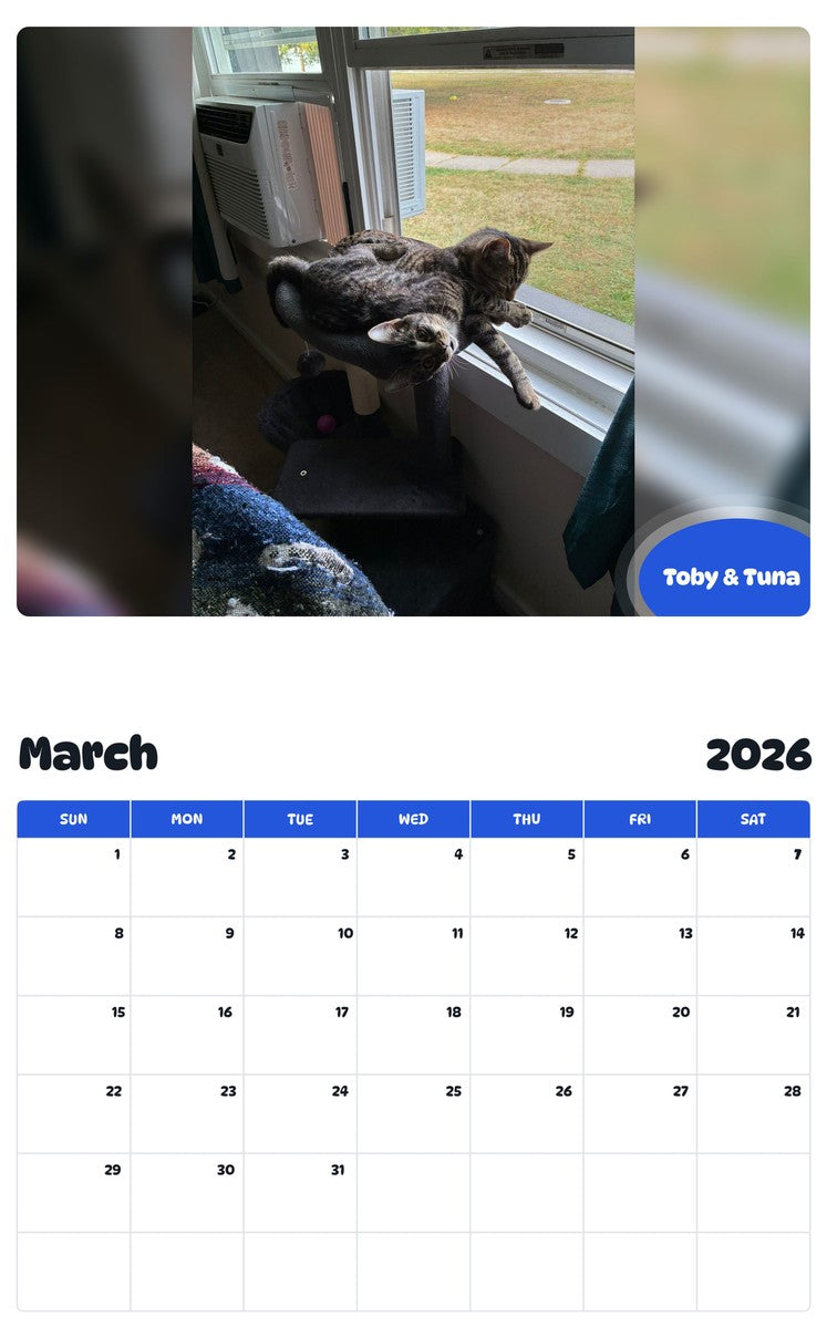 November 2025 - October 2026 Toby & Tuna - Pawidols Pet Calendar