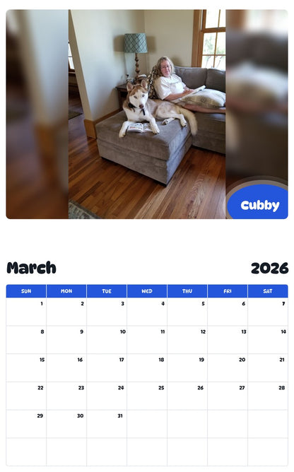 November 2025 - October 2026 Cubby - Pawidols Pet Calendar