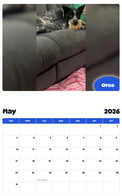 2026 - 2027 Oreo - Pawidols Pet Calendar
