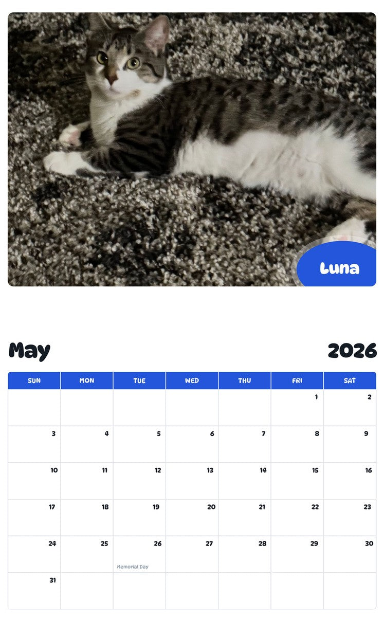 2026 - 2027 Luna - Pawidols Pet Calendar