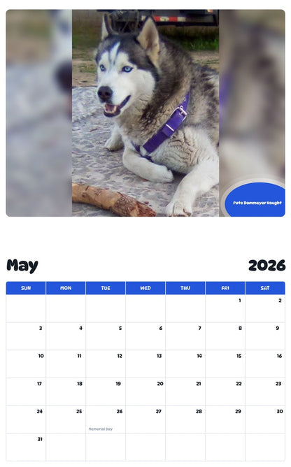 2026 - 2027 Pete Dammeyer Vaught - Pawidols Pet Calendar