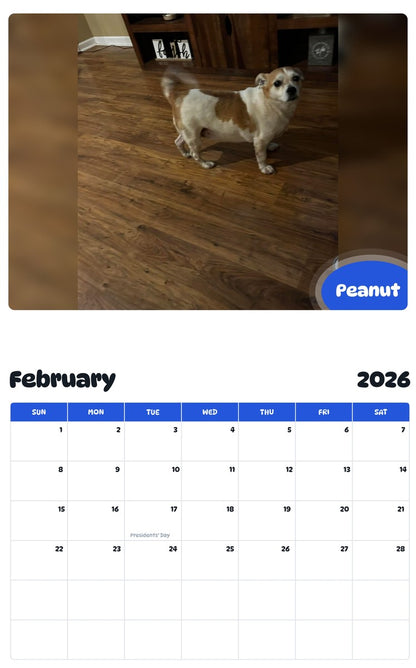 October 2025 - September 2026 Peanut - Pawidols Pet Calendar