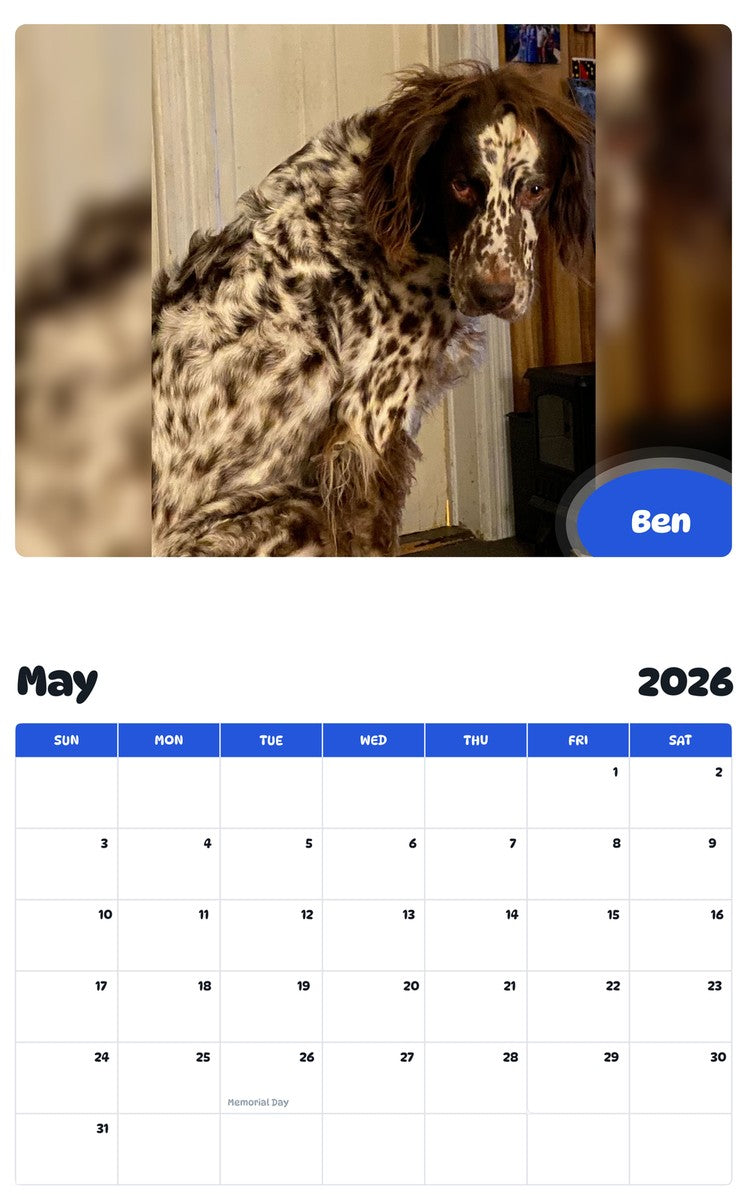2026 - 2027 Ben - Pawidols Pet Calendar