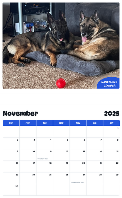July 2025 - June 2026 Raven and Cooper - Pawidols Pet Calendar