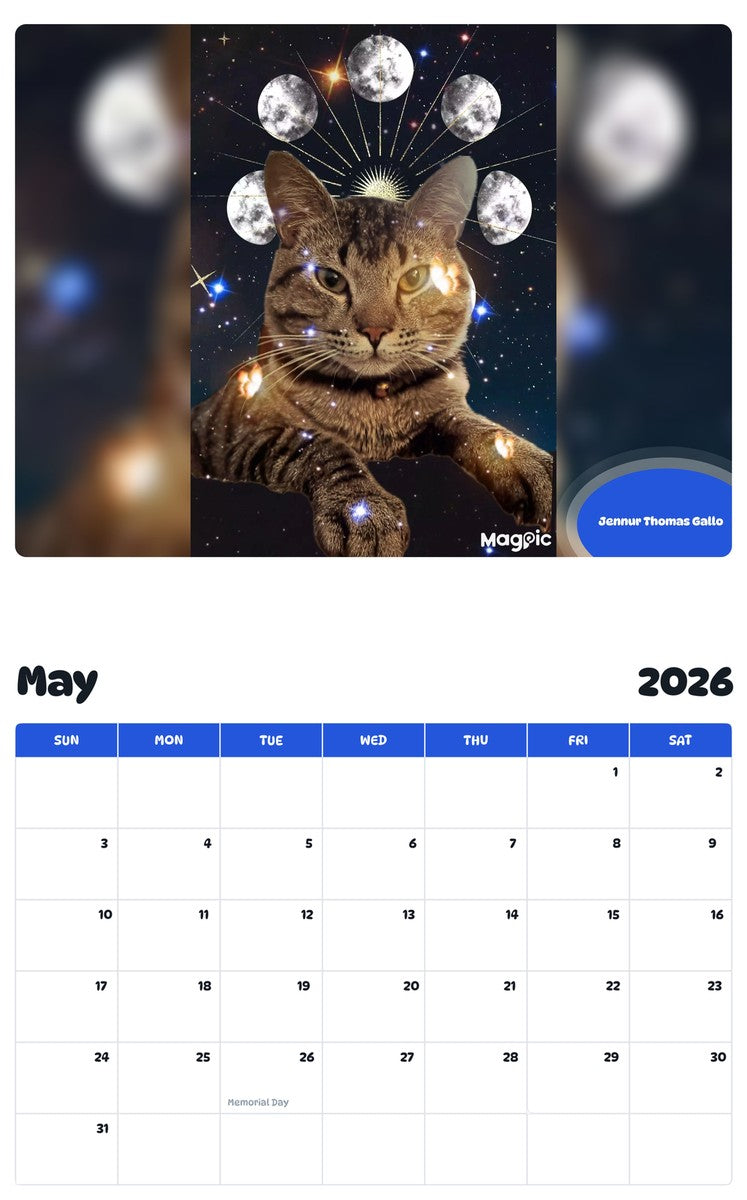 2026 - 2027 Jennur Thomas Gallo - Pawidols Pet Calendar