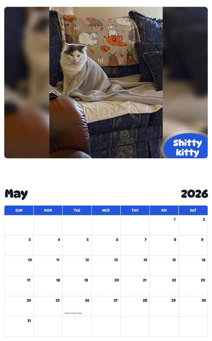 2026 - 2027 Shitty kitty - Pawidols Pet Calendar