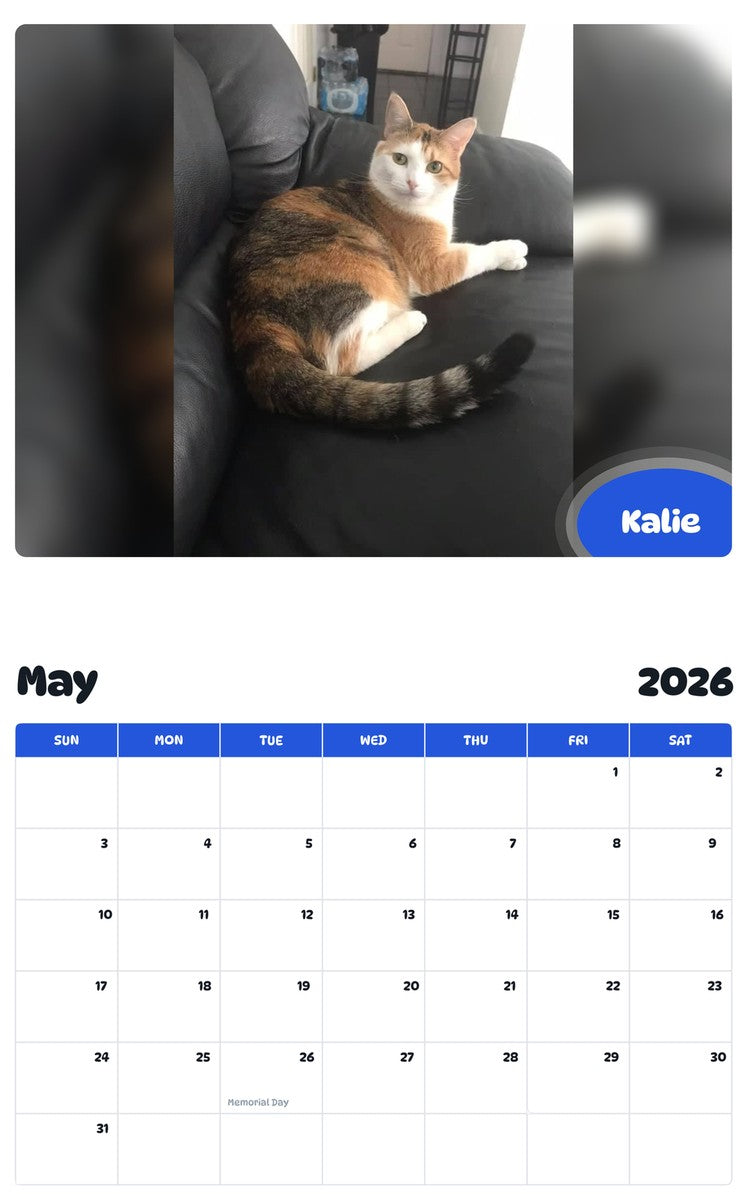 2026 - 2027 Kalie - Pawidols Pet Calendar