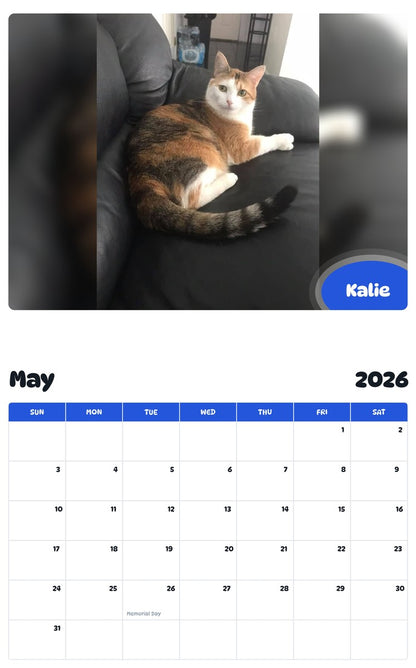 2026 - 2027 Kalie - Pawidols Pet Calendar