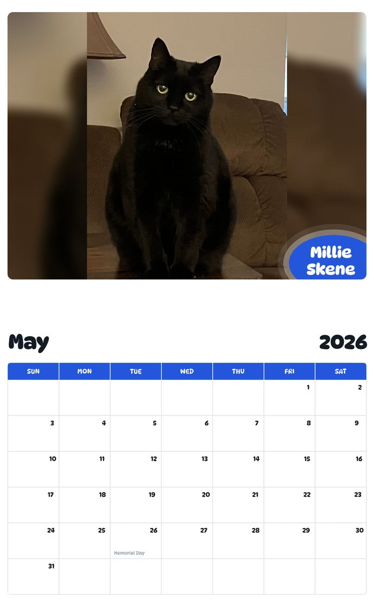 2026 - 2027 Millie Skene - Pawidols Pet Calendar