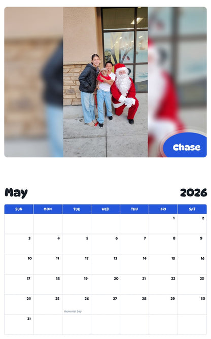 2026 - 2027 Chase - Pawidols Pet Calendar