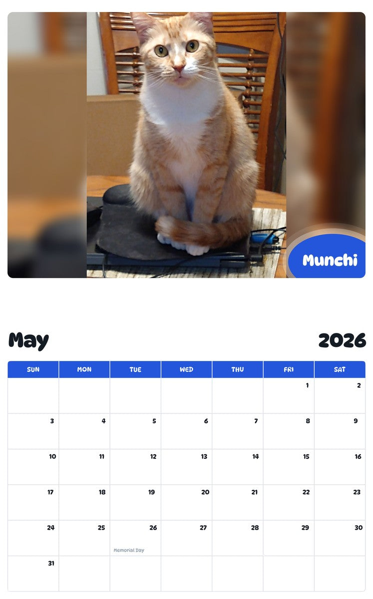2026 - 2027 Munchi - Pawidols Pet Calendar