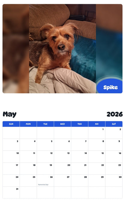 2026 - 2027 Spike - Pawidols Pet Calendar