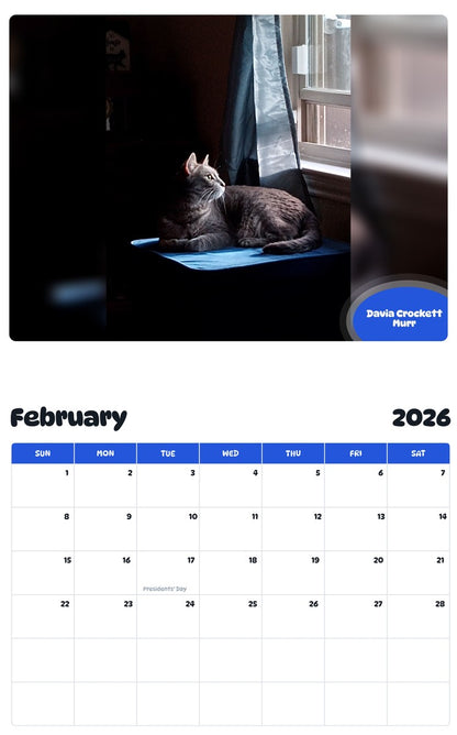 October 2025 - September 2026 Davia Crockett Murr - Pawidols Pet Calendar