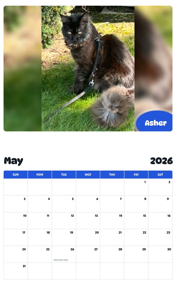 2026 - 2027 Asher - Pawidols Pet Calendar