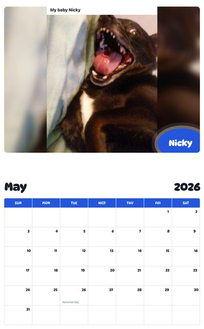 2026 - 2027 Nicky - Pawidols Pet Calendar