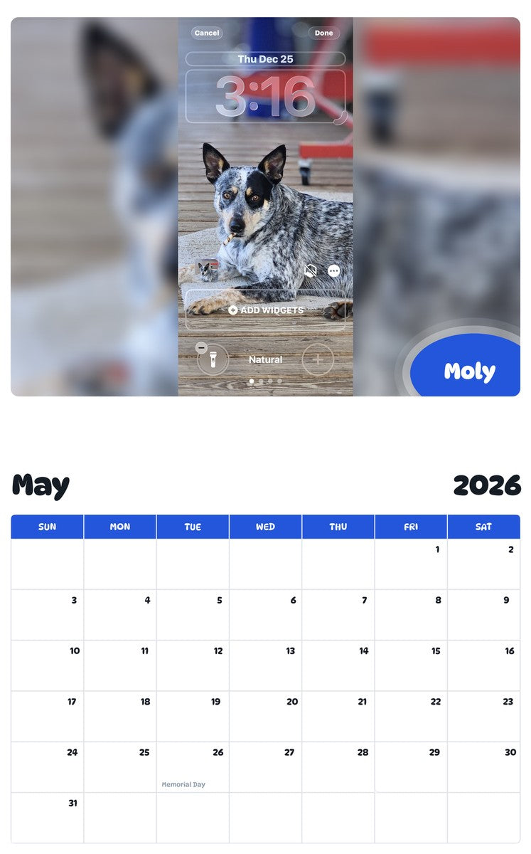 2026 - 2027 Moly - Pawidols Pet Calendar