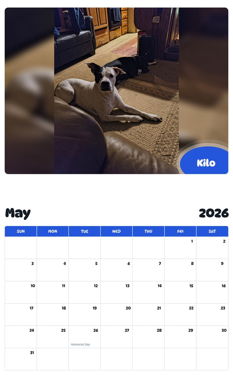 2026 - 2027 Kilo - Pawidols Pet Calendar