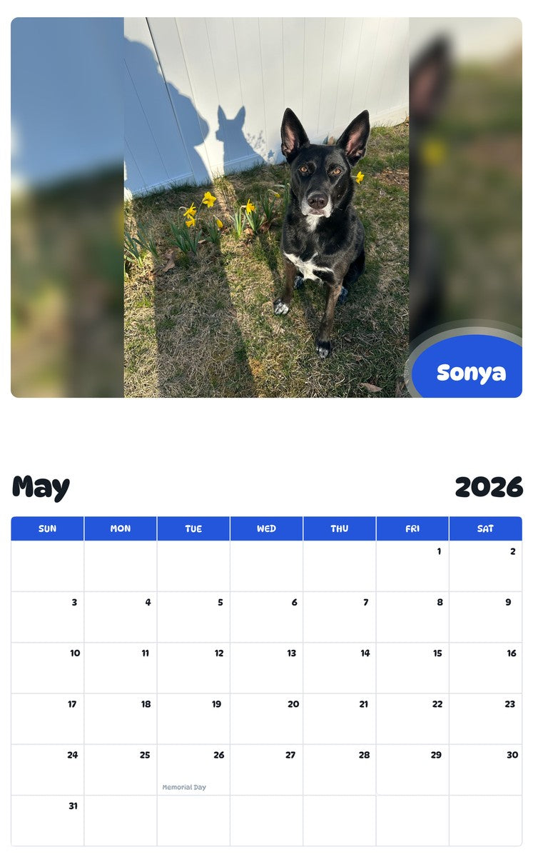 2026 - 2027 Sonya - Pawidols Pet Calendar