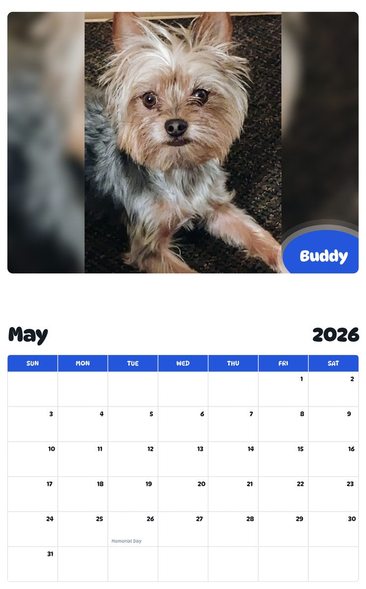 2026 - 2027 Buddy - Pawidols Pet Calendar