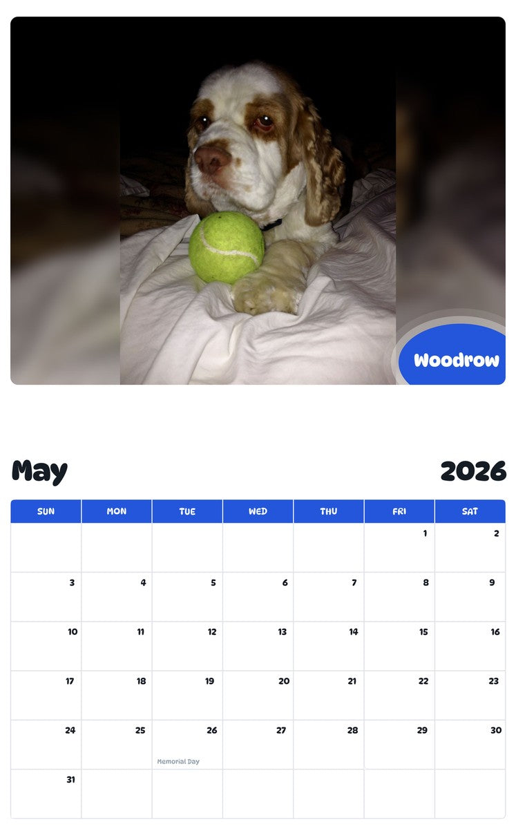 2026 - 2027 Woodrow - Pawidols Pet Calendar