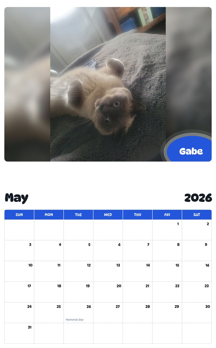 2026 - 2027 Gabe - Pawidols Pet Calendar