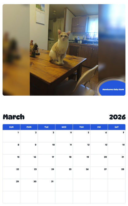 November 2025 - October 2026 Handsome Baby Hank - Pawidols Pet Calendar