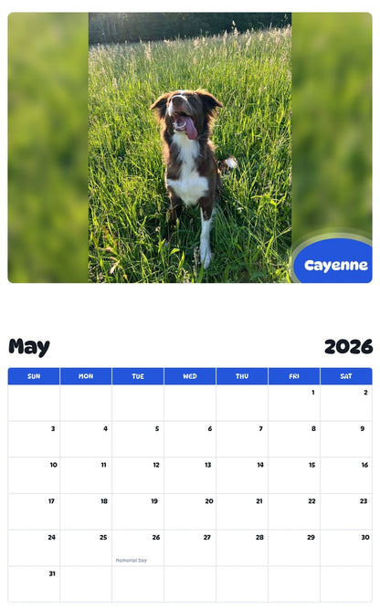2026 - 2027 Cayenne - Pawidols Pet Calendar