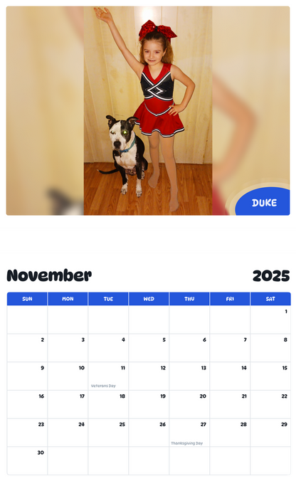 July 2025 - June 2026 Duke - Pawidols Pet Calendar