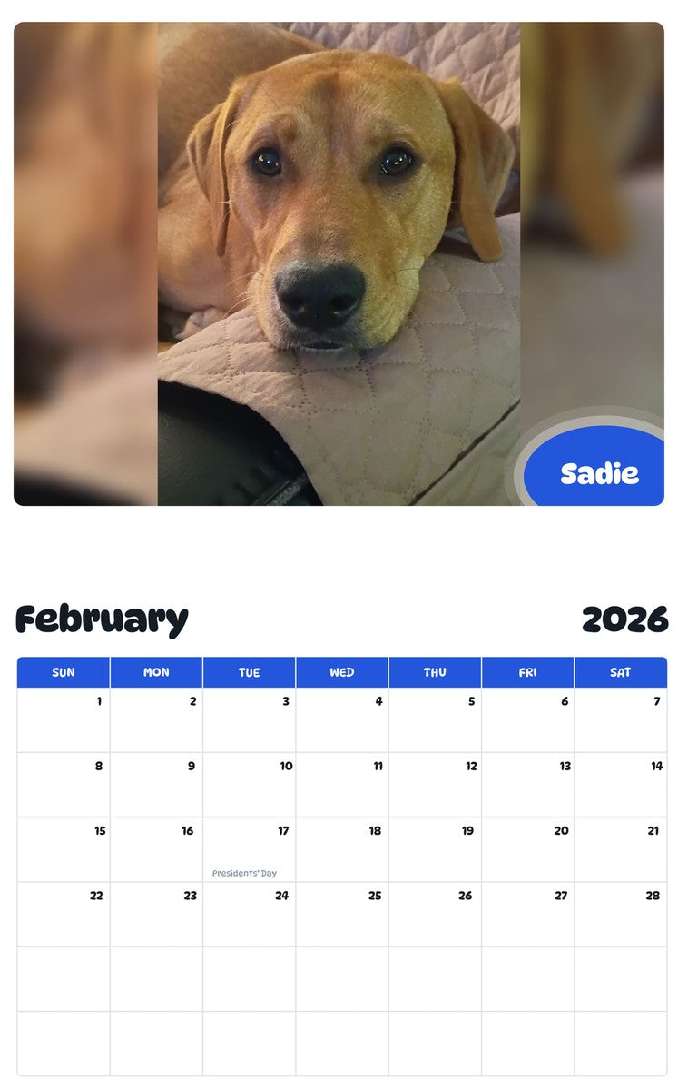 October 2025 - September 2026 Sadie - Pawidols Pet Calendar