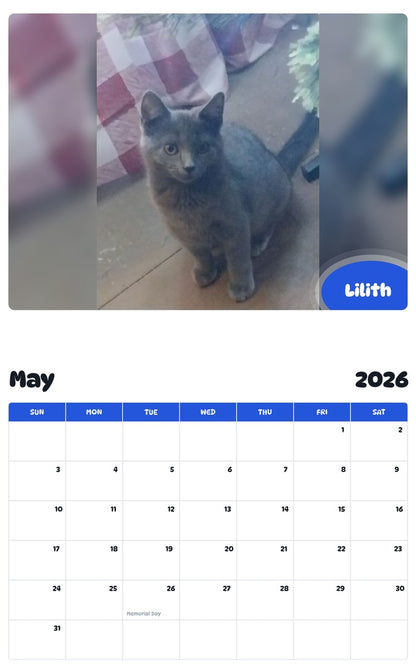 2026 - 2027 Lilith - Pawidols Pet Calendar