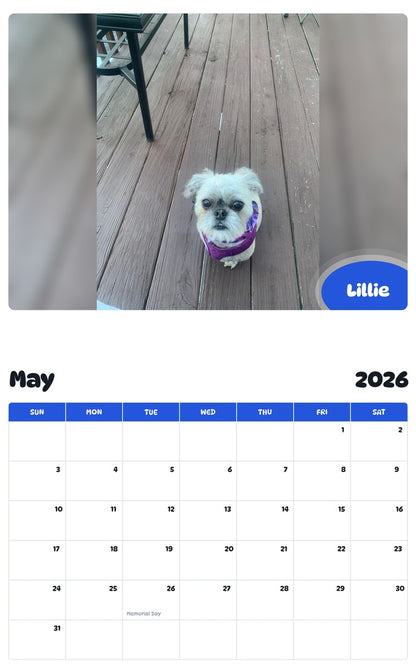 2026 - 2027 Lillie - Pawidols Pet Calendar