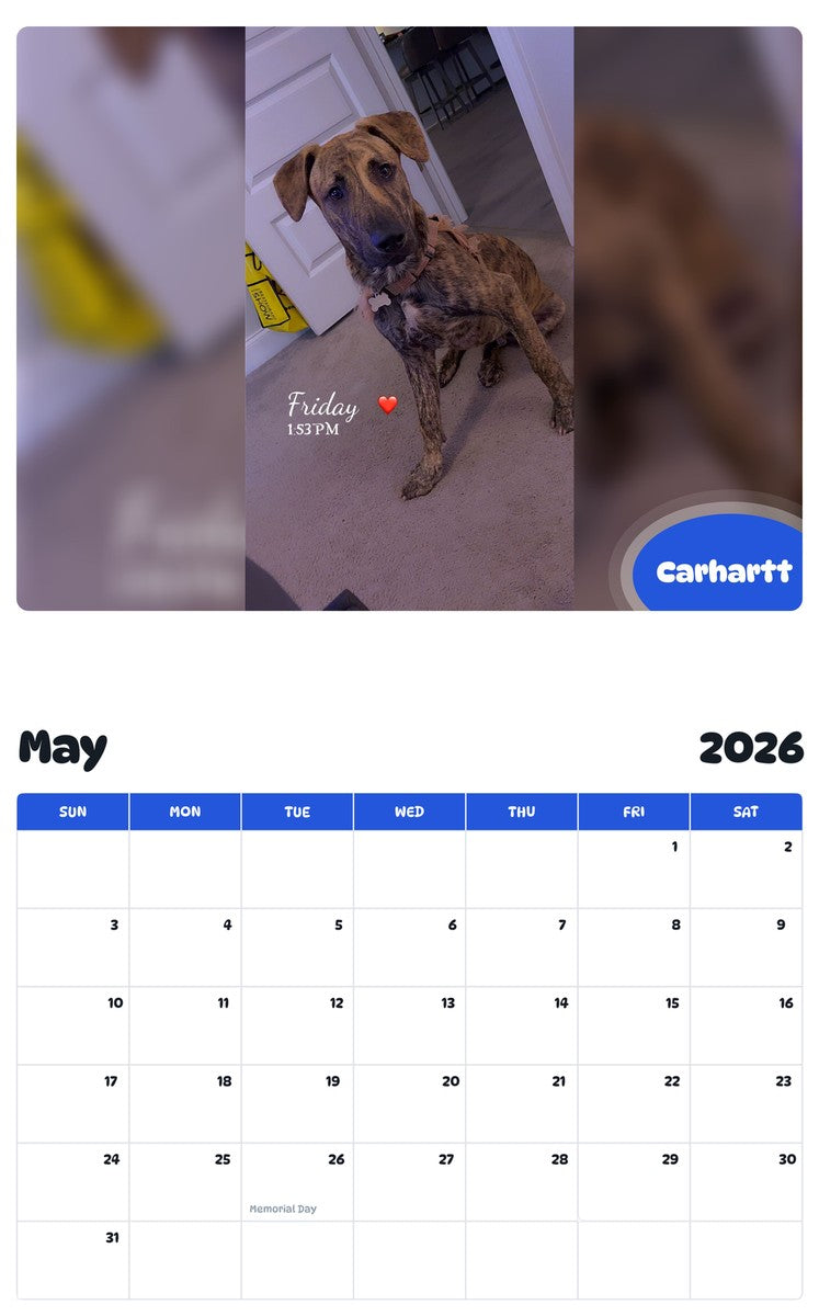 2026 - 2027 Carhartt - Pawidols Pet Calendar