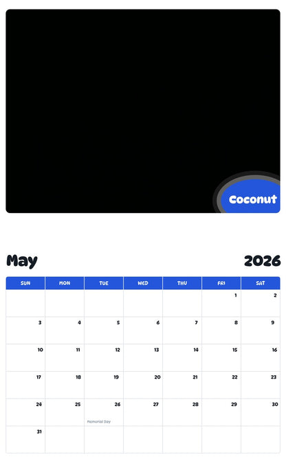2026 - 2027 Coconut - Pawidols Pet Calendar