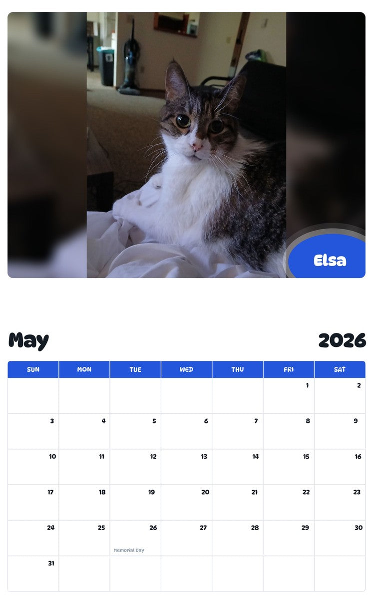 2026 - 2027 Elsa - Pawidols Pet Calendar