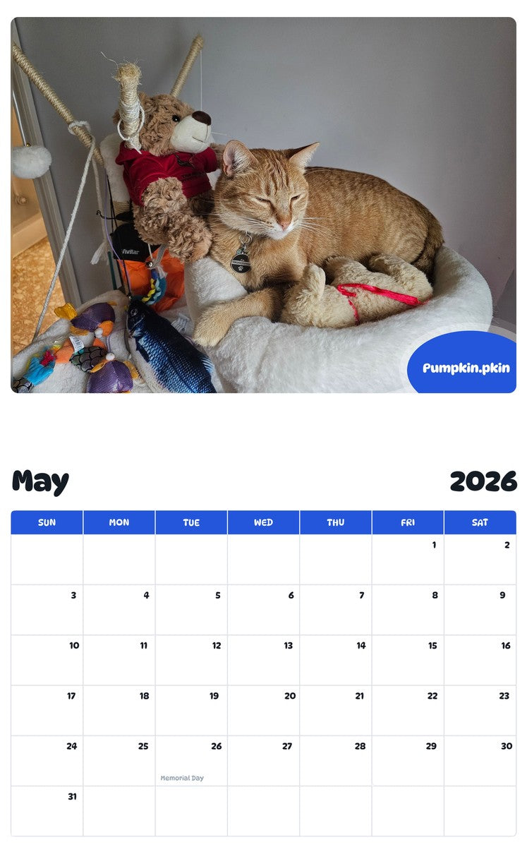 2026 - 2027 Pumpkin.pkin - Pawidols Pet Calendar