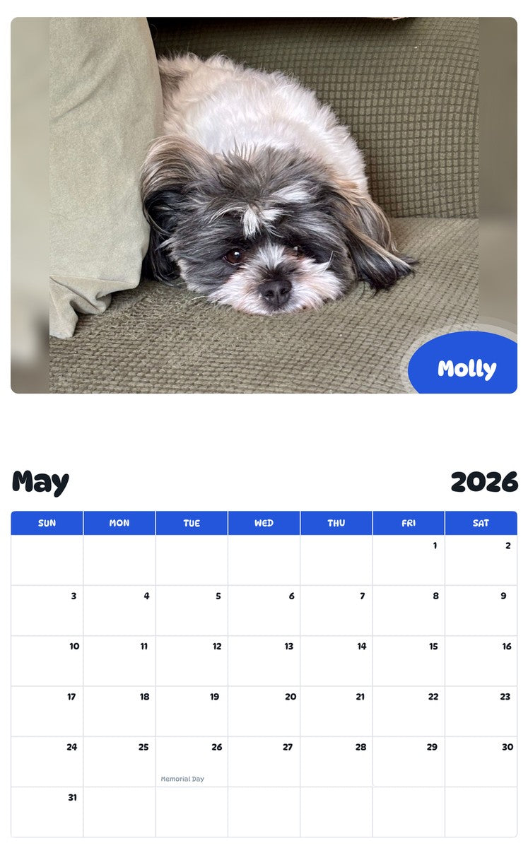 2026 - 2027 Molly - Pawidols Pet Calendar