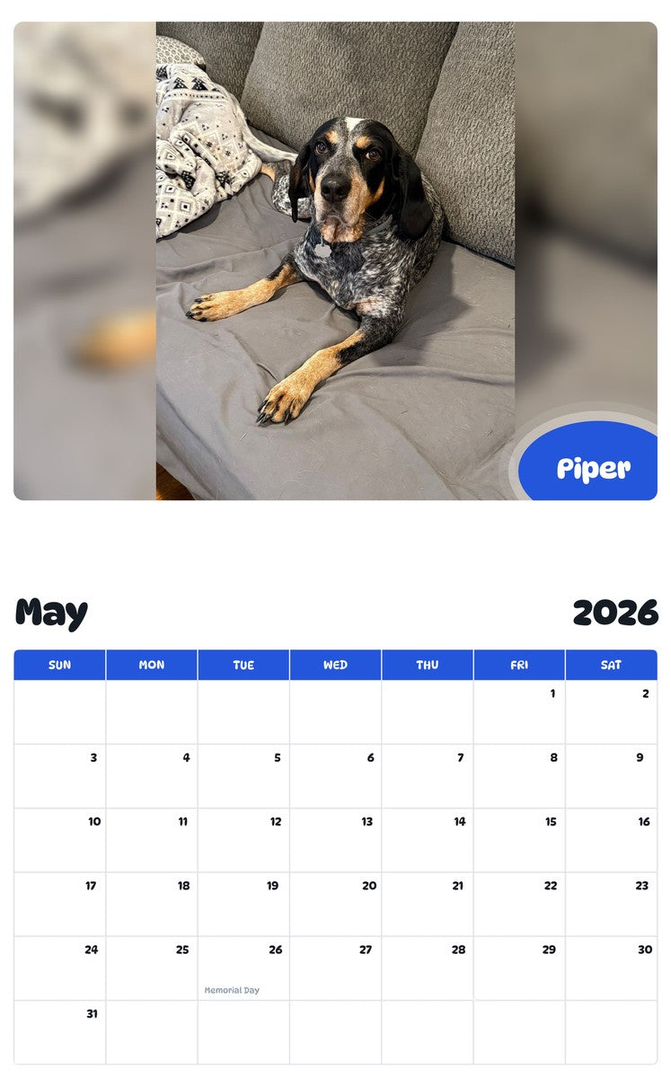 2026 - 2027 Piper - Pawidols Pet Calendar