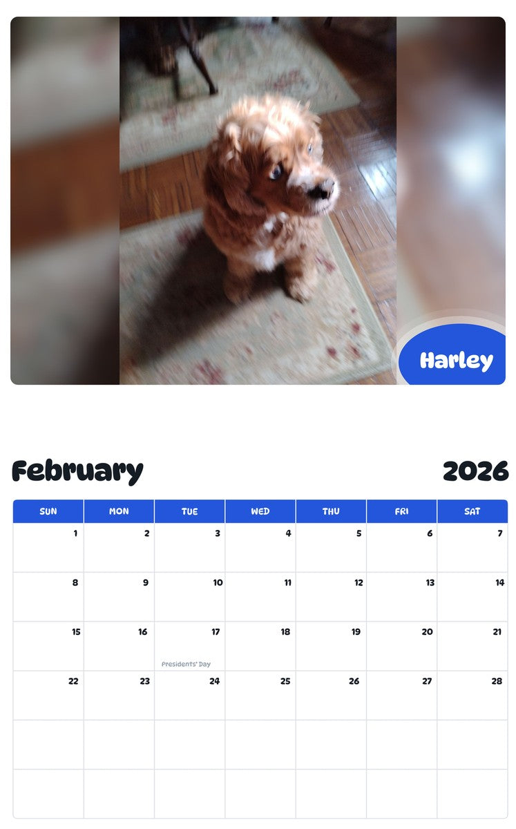November 2025 - October 2026 Harley - Pawidols Pet Calendar