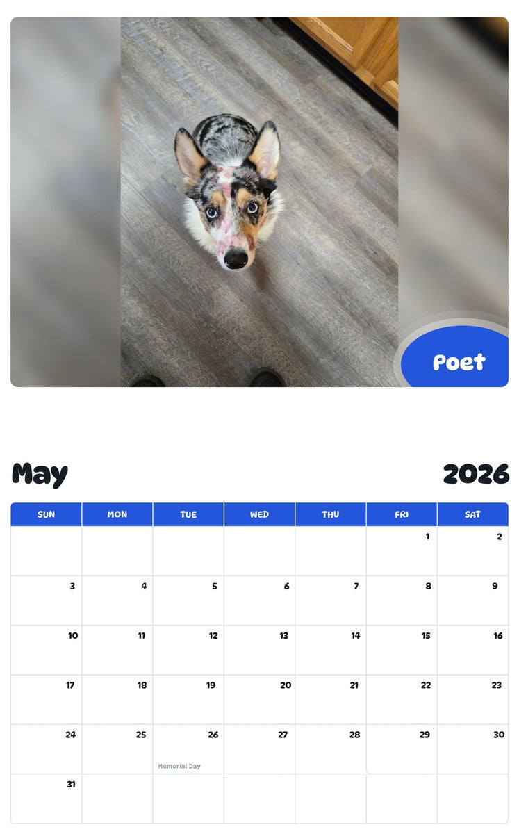 2026 - 2027 Poet - Pawidols Pet Calendar