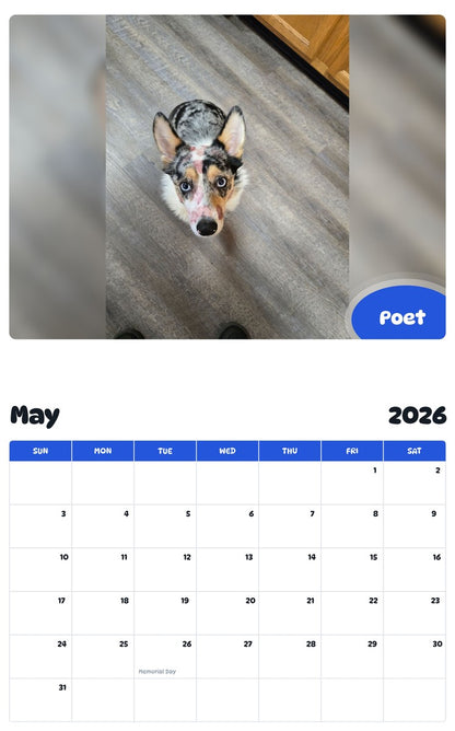 2026 - 2027 Poet - Pawidols Pet Calendar