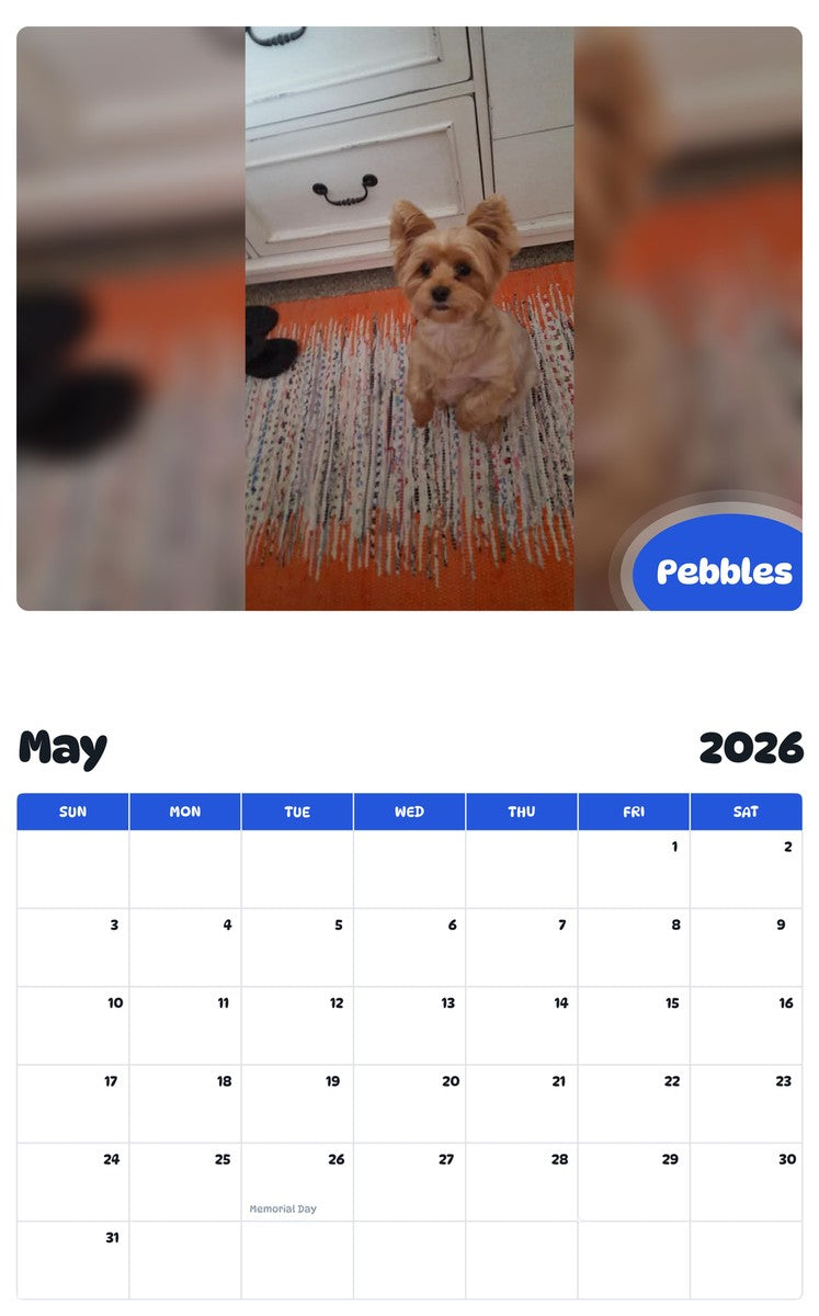 2026 - 2027 Pebbles - Pawidols Pet Calendar