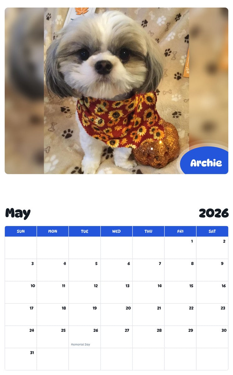 2026 - 2027 Archie - Pawidols Pet Calendar