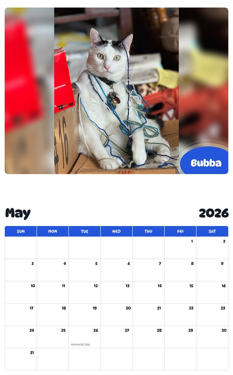 2026 - 2027 Bubba - Pawidols Pet Calendar