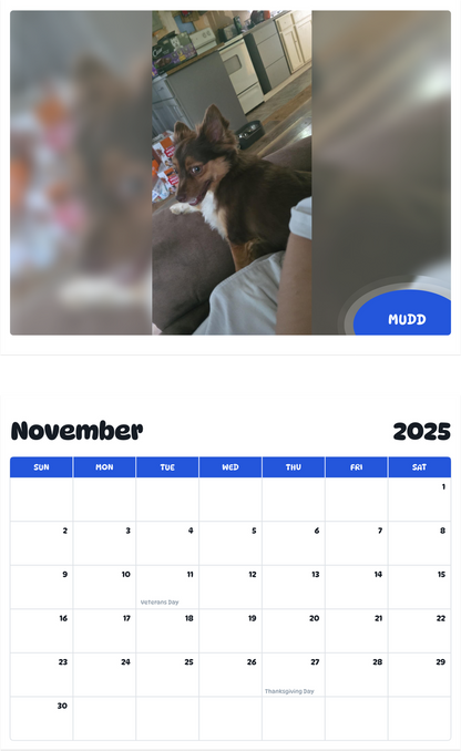 July 2025 - June 2026 Mudd - Pawidols Pet Calendar