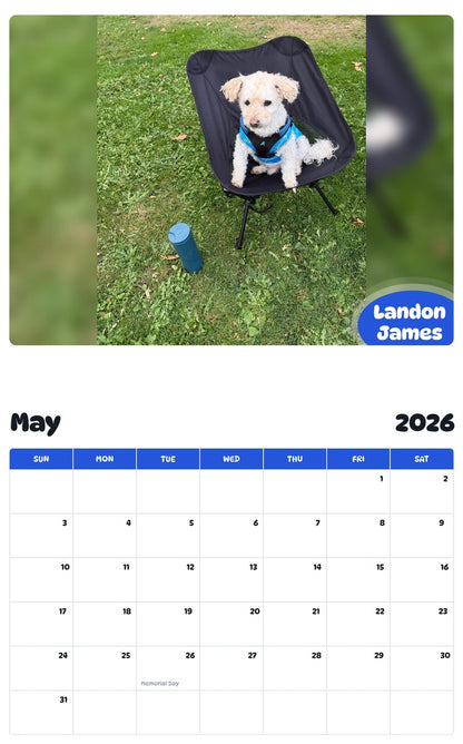 2026 - 2027 Landon James - Pawidols Pet Calendar