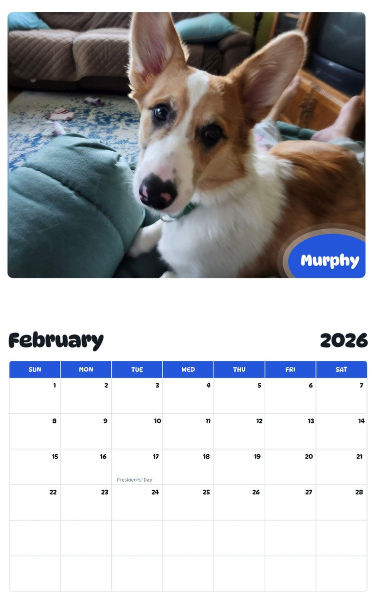October 2025 - September 2026 Murphy - Pawidols Pet Calendar